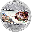 Монета Островов Кука "Шедевры мирового искусства - Сотворение Адама" (имеются дефекты (патина)), 20 долларов
